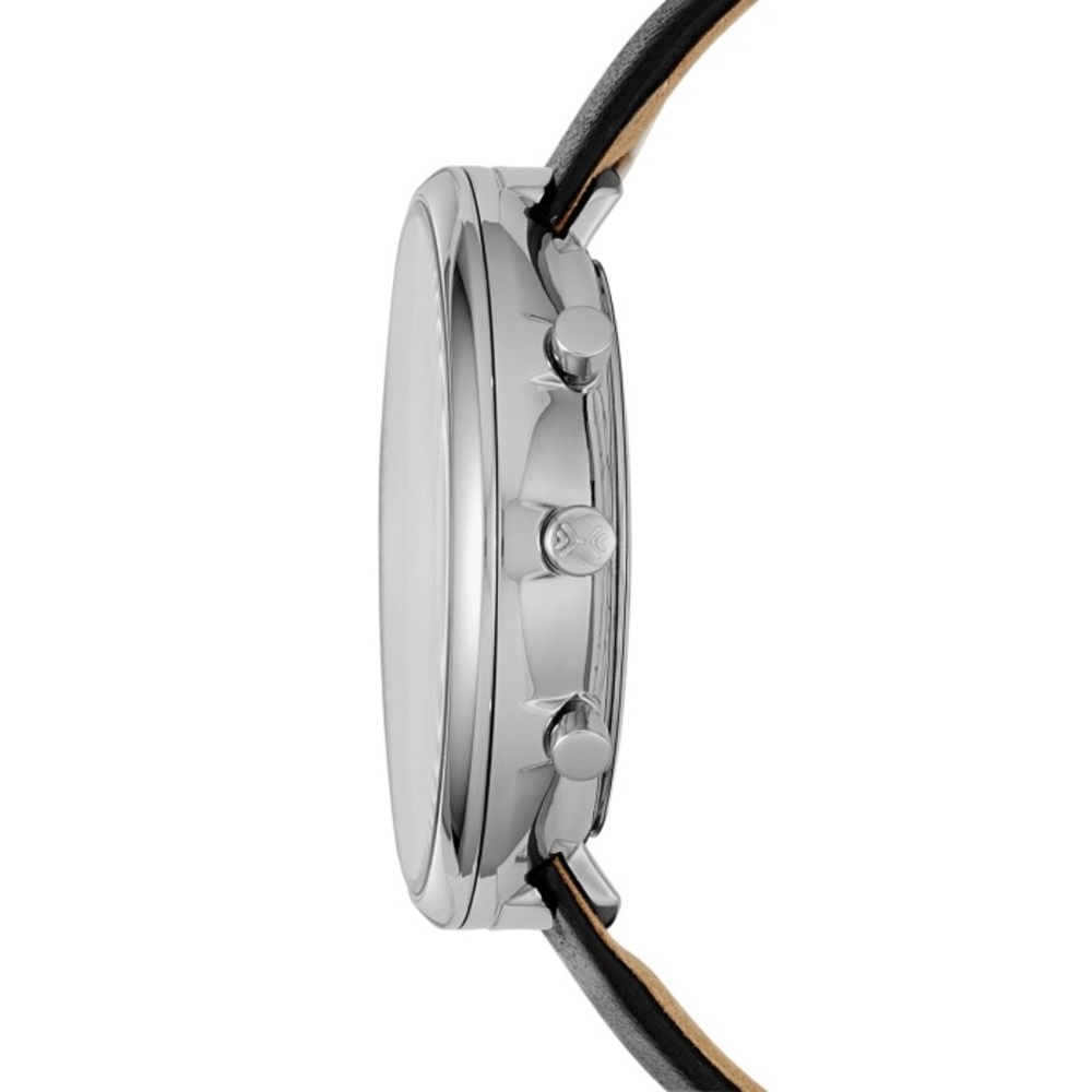 Skagen Women's Gitte Chronograph Black Leather Strap Watch - Picture 4 of 17